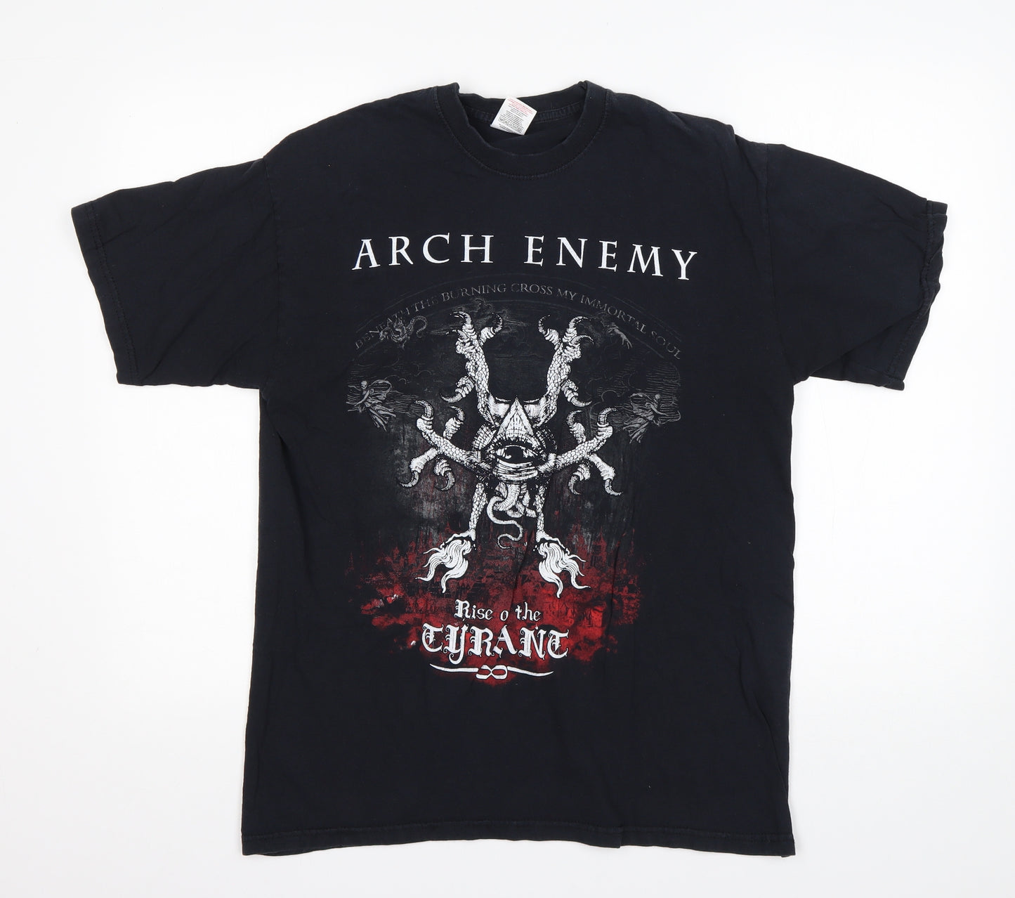 Fruit of the Loom Mens Black  Cotton  T-Shirt Size M Round Neck  - Arch Enemy