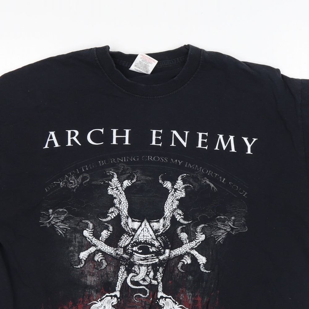 Fruit of the Loom Mens Black  Cotton  T-Shirt Size M Round Neck  - Arch Enemy