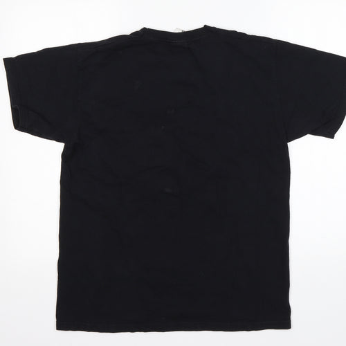 Fruit of the Loom Mens Black  Cotton  T-Shirt Size M Round Neck