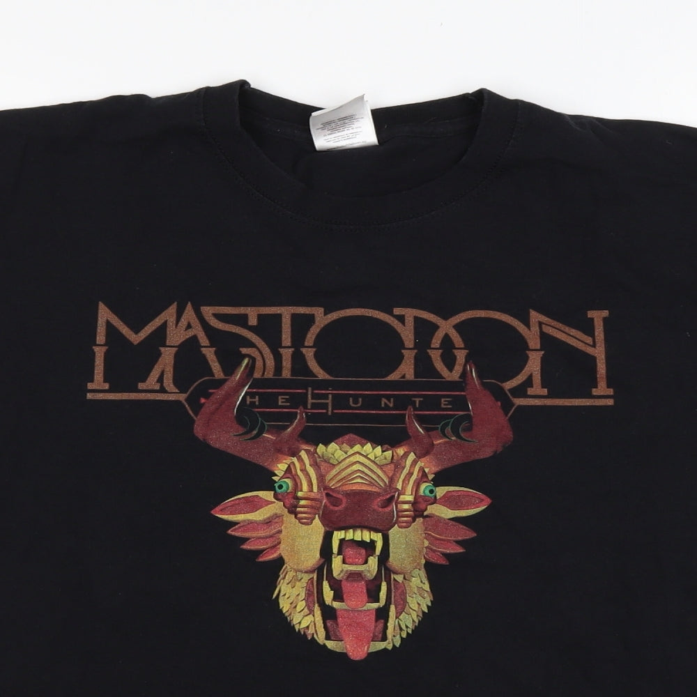Fruit of the Loom Mens Black  Cotton  T-Shirt Size M Round Neck
