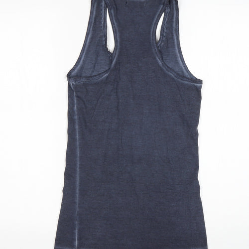 Brave Soul Womens Blue  Cotton Basic Tank Size XS Round Neck