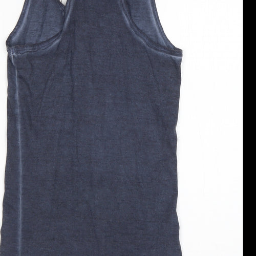 Brave Soul Womens Blue  Cotton Basic Tank Size XS Round Neck