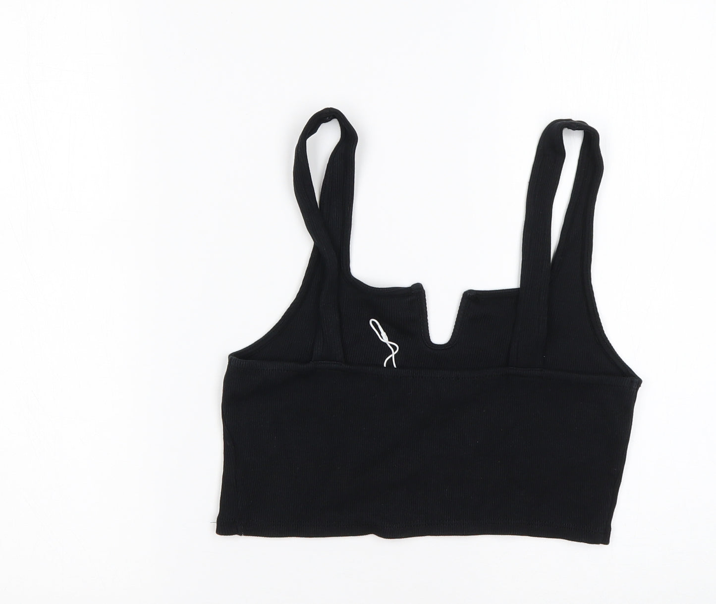 Zara Womens Black  Cotton Cropped Tank Size L V-Neck