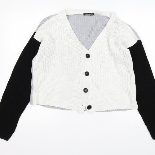 Boohoo Womens Multicoloured V-Neck  Acrylic Cardigan Jumper Size S