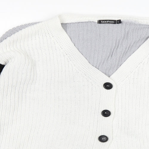 Boohoo Womens Multicoloured V-Neck  Acrylic Cardigan Jumper Size S