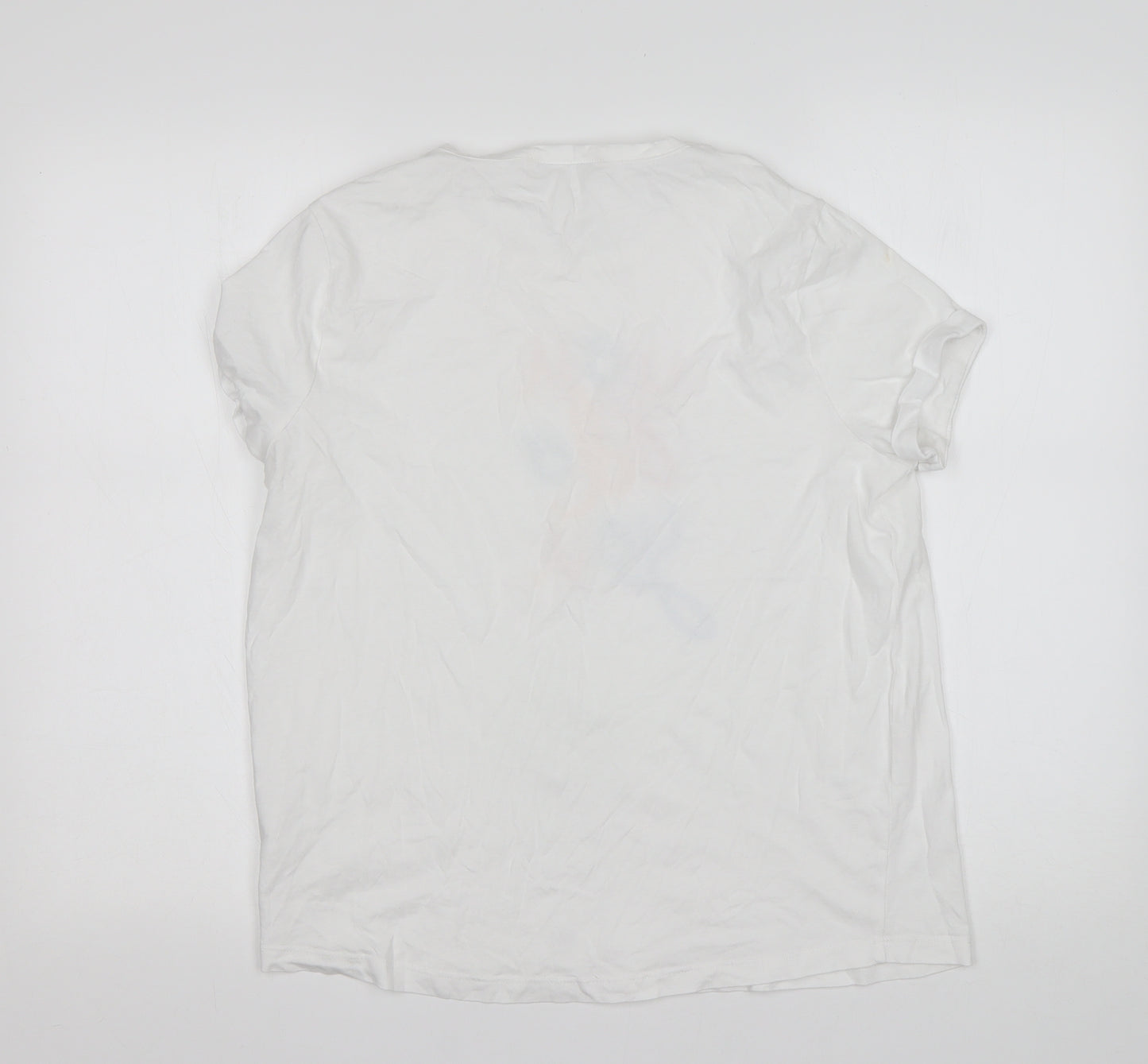 TU Womens White  Cotton Basic T-Shirt Size 14 Round Neck