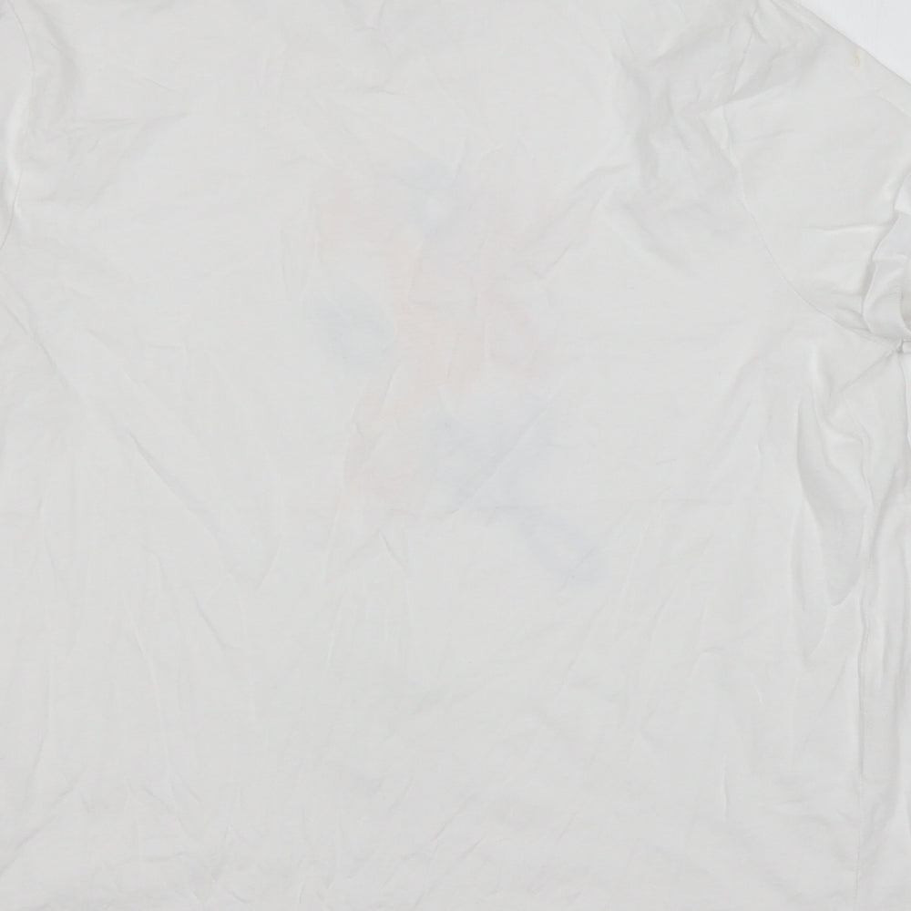 TU Womens White  Cotton Basic T-Shirt Size 14 Round Neck