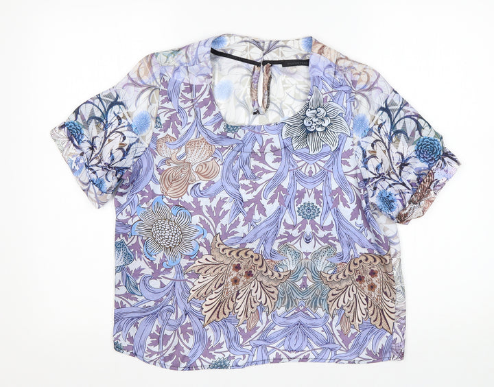 Silvian Heach Womens Multicoloured Floral Polyester Basic Blouse Size XS Round Neck
