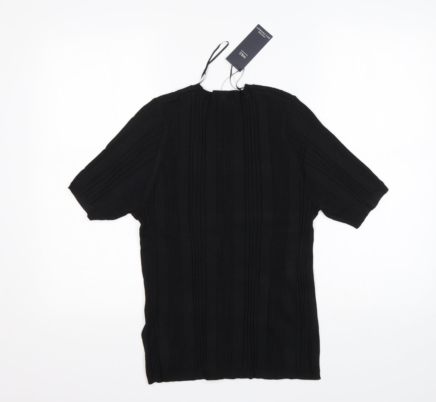 M&S Womens Black Round Neck  Viscose Pullover Jumper Size 18