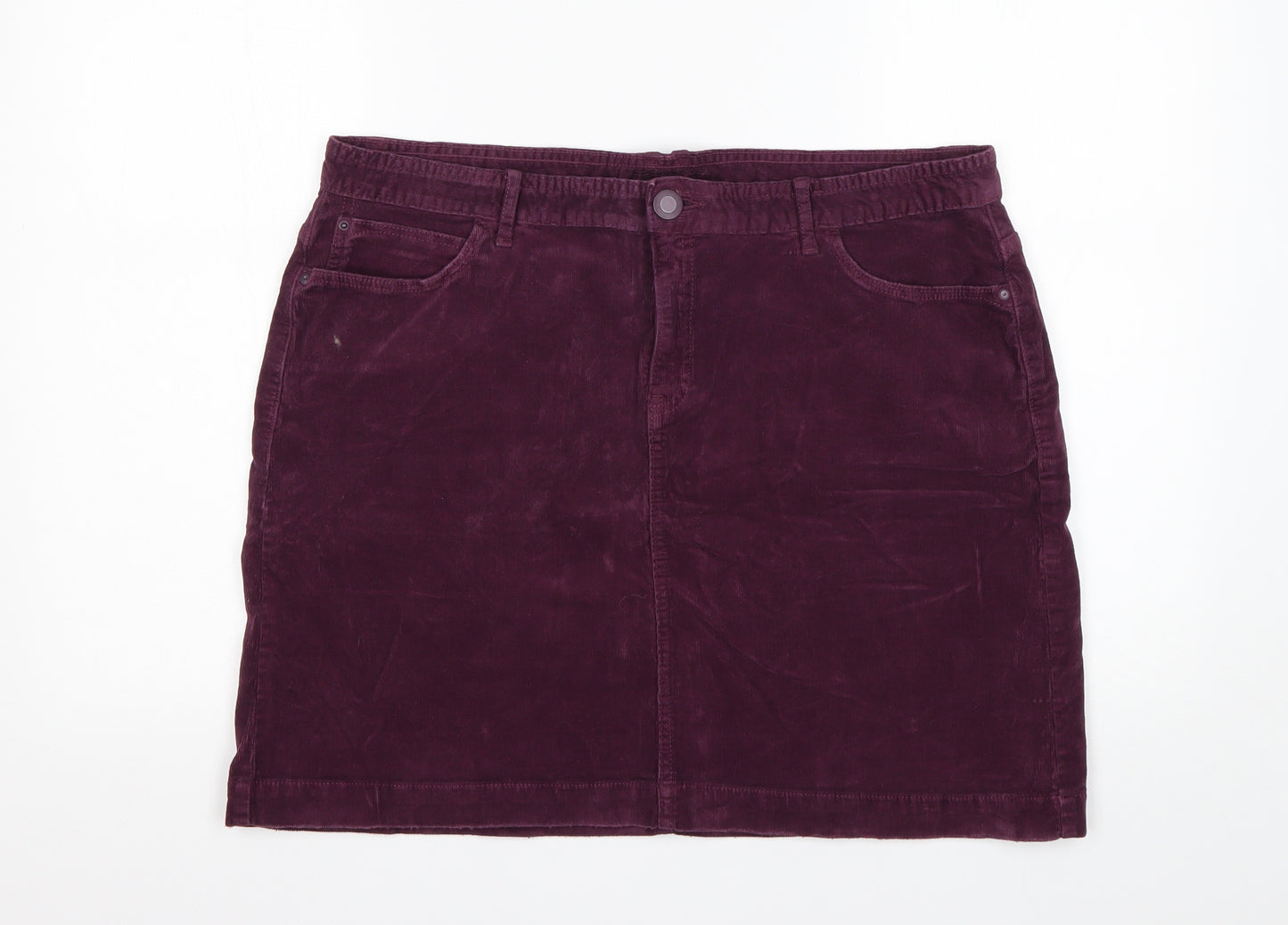 M&S Womens Purple  Cotton Mini Skirt Size 16