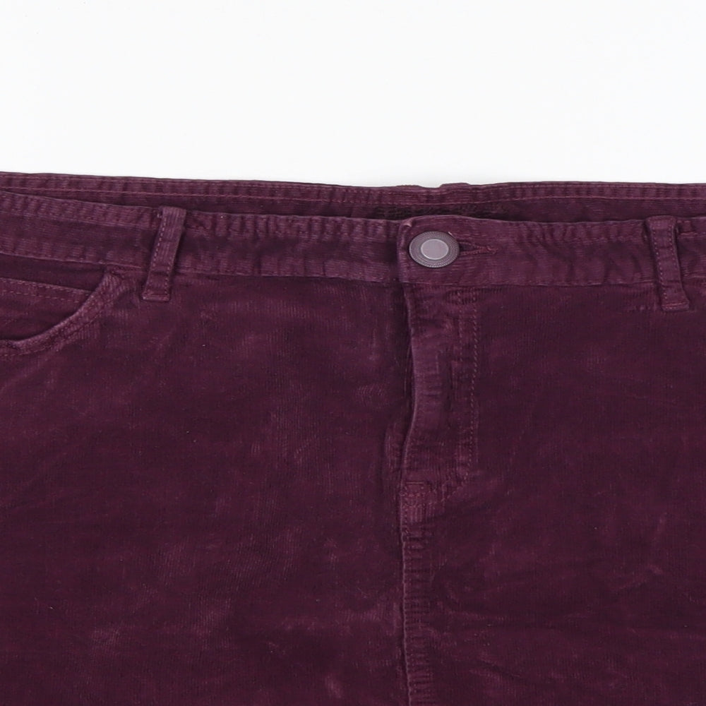 M&S Womens Purple  Cotton Mini Skirt Size 16