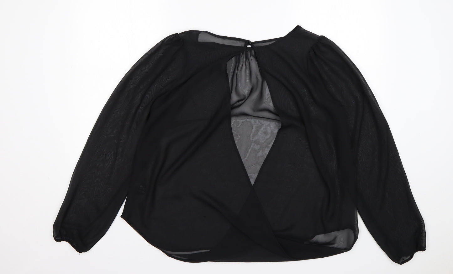 George Womens Black  Polyester Basic Blouse Size 12 Round Neck