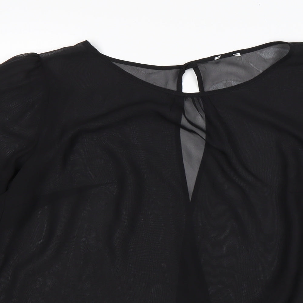 George Womens Black  Polyester Basic Blouse Size 12 Round Neck