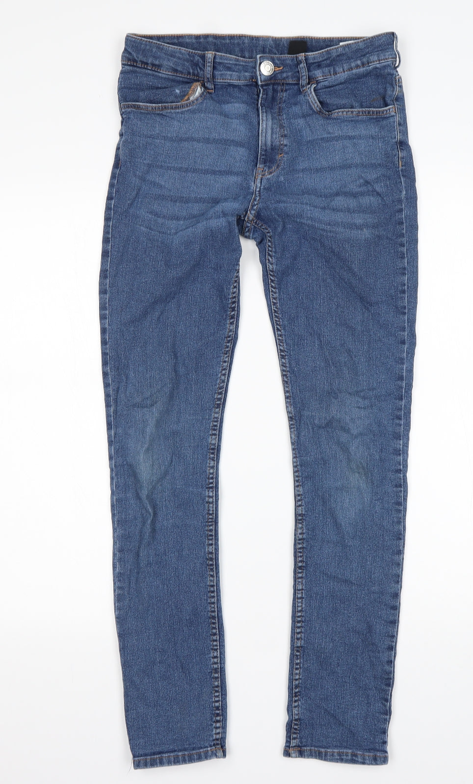 H&M Boys Blue  Cotton Skinny Jeans Size 13-14 Years  Regular