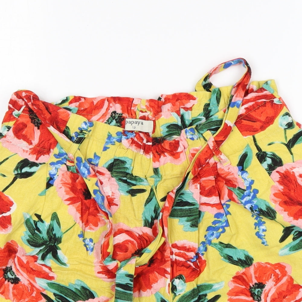 Papaya Womens Multicoloured Floral Viscose Bermuda Shorts Size 12 L4 in Regular