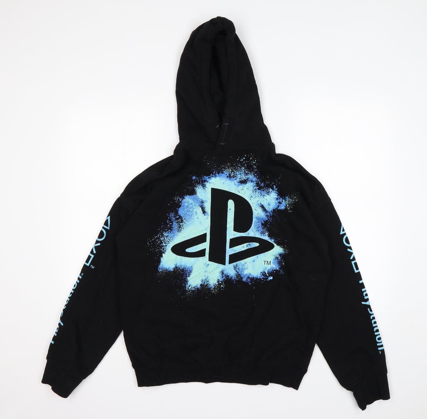 H&M Boys Black  Cotton Pullover Hoodie Size 13-14 Years   - PLAYSTATION