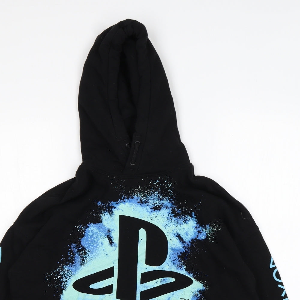 H&M Boys Black  Cotton Pullover Hoodie Size 13-14 Years   - PLAYSTATION