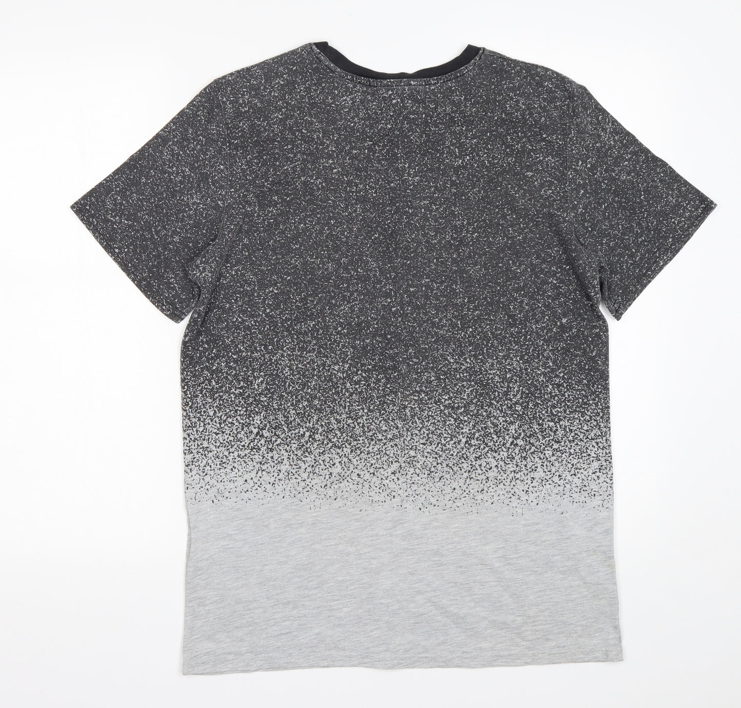 H&M Boys Grey Geometric Cotton Basic T-Shirt Size 15 Years Round Neck