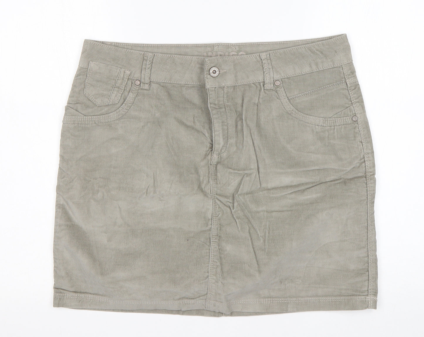 M&S Womens Green  Cotton Mini Skirt Size 16