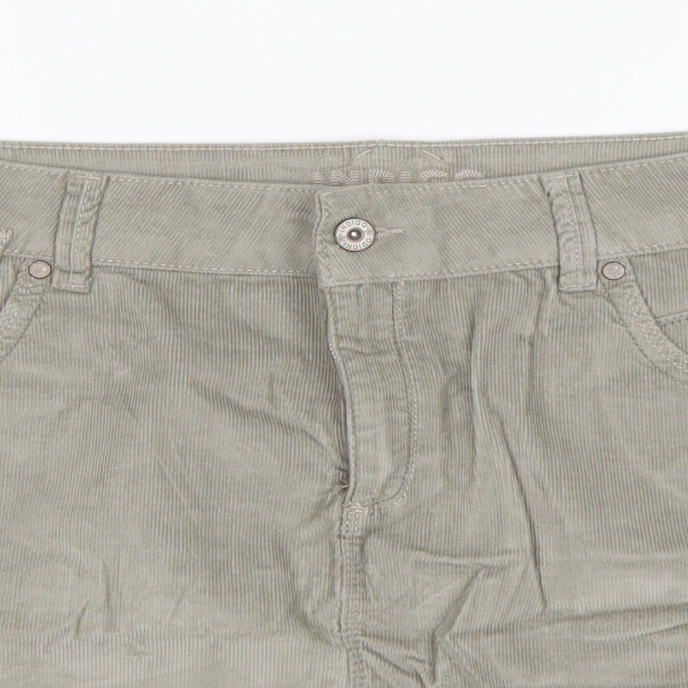 M&S Womens Green  Cotton Mini Skirt Size 16