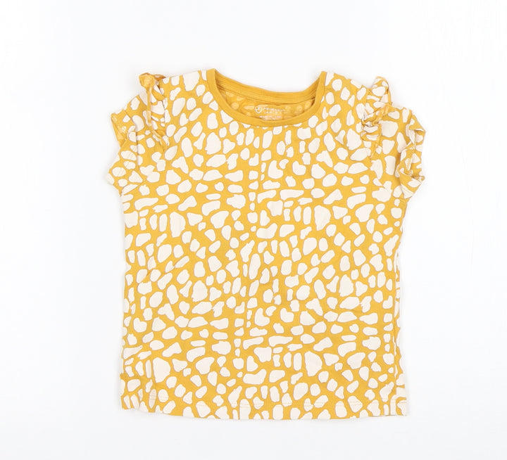 Primark Girls Multicoloured Animal Print Cotton Basic T-Shirt Size 18-24 Months Round Neck