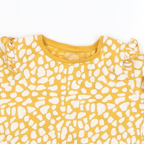 Primark Girls Multicoloured Animal Print Cotton Basic T-Shirt Size 18-24 Months Round Neck