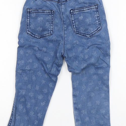TU Girls Blue Floral Cotton Capri Jeans Size 18-24 Months