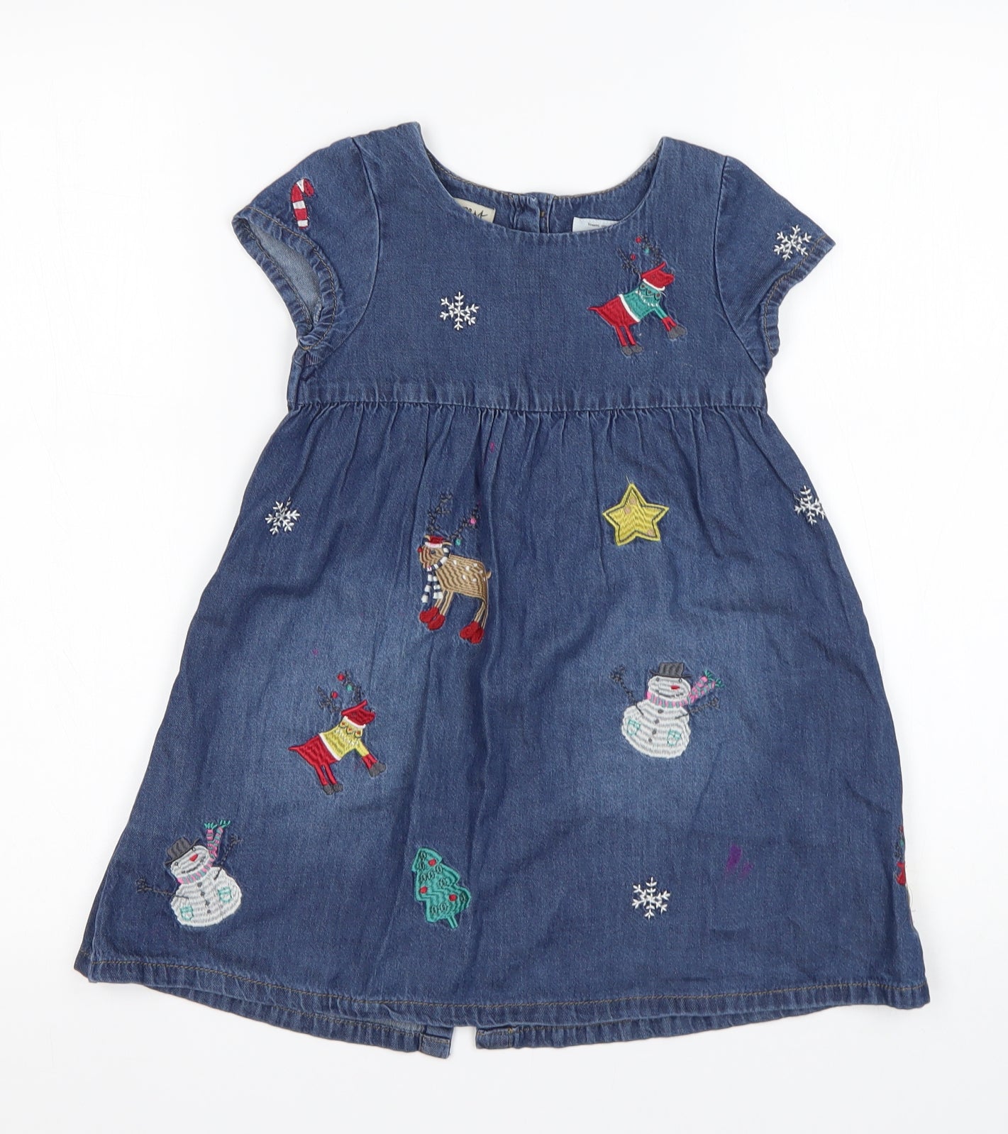 NEXT Girls Blue  Cotton A-Line  Size 4-5 Years  Round Neck  - Christmas