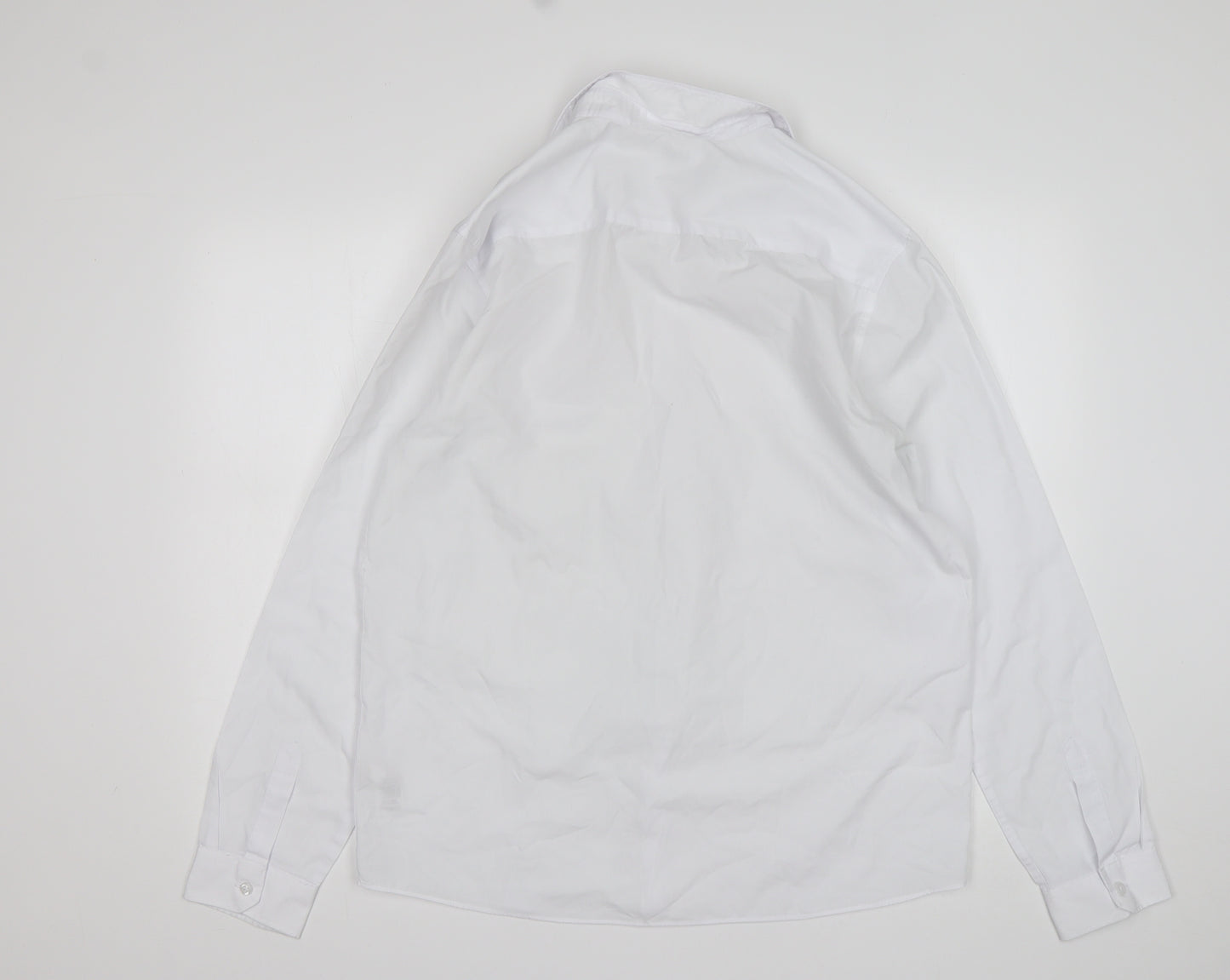 M&S Boys White  Polyester Basic Button-Up Size 15-16 Years Collared  - School wear