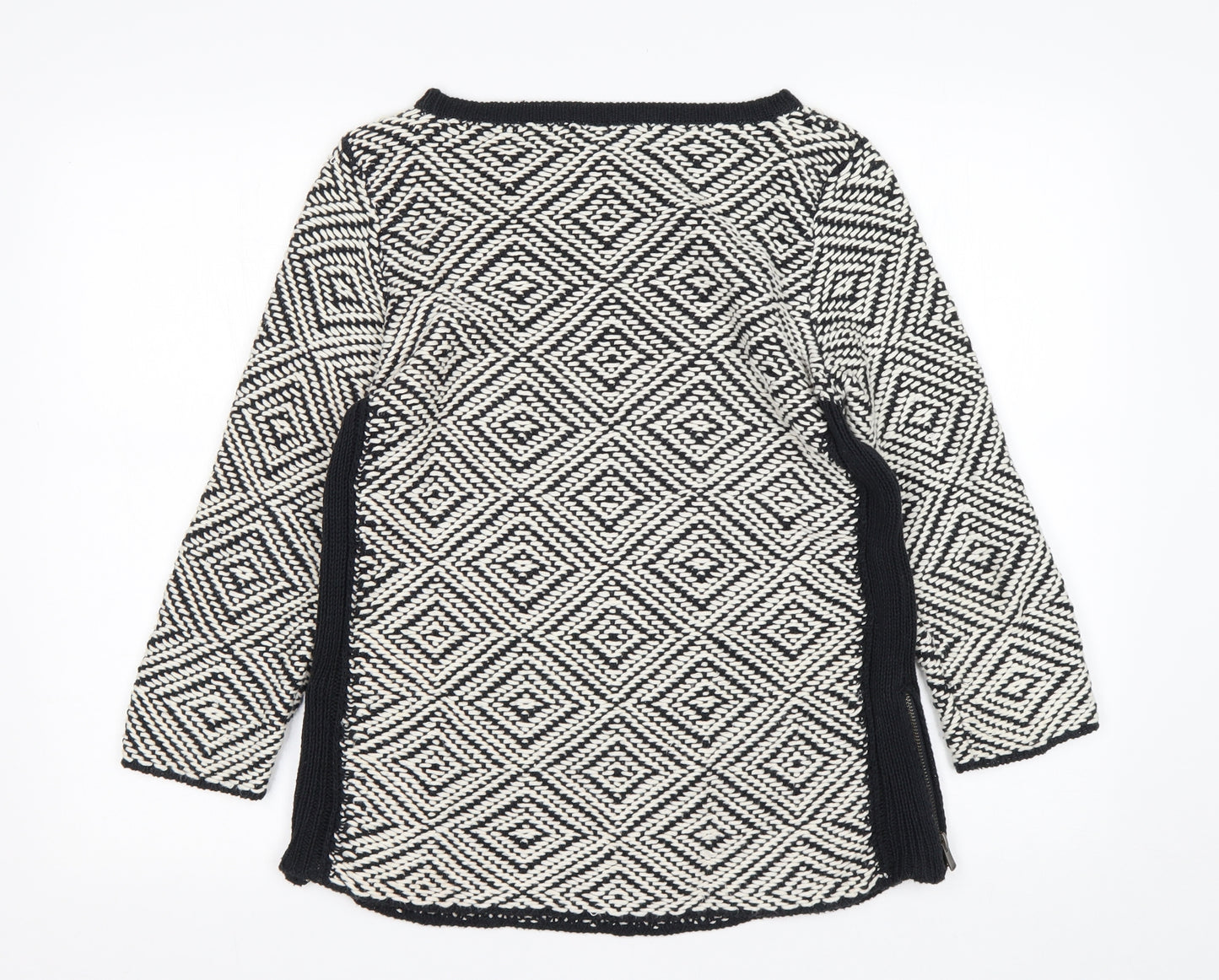 Mint Velvet  Womens Multicoloured Round Neck Argyle/Diamond Cotton Pullover Jumper Size 10