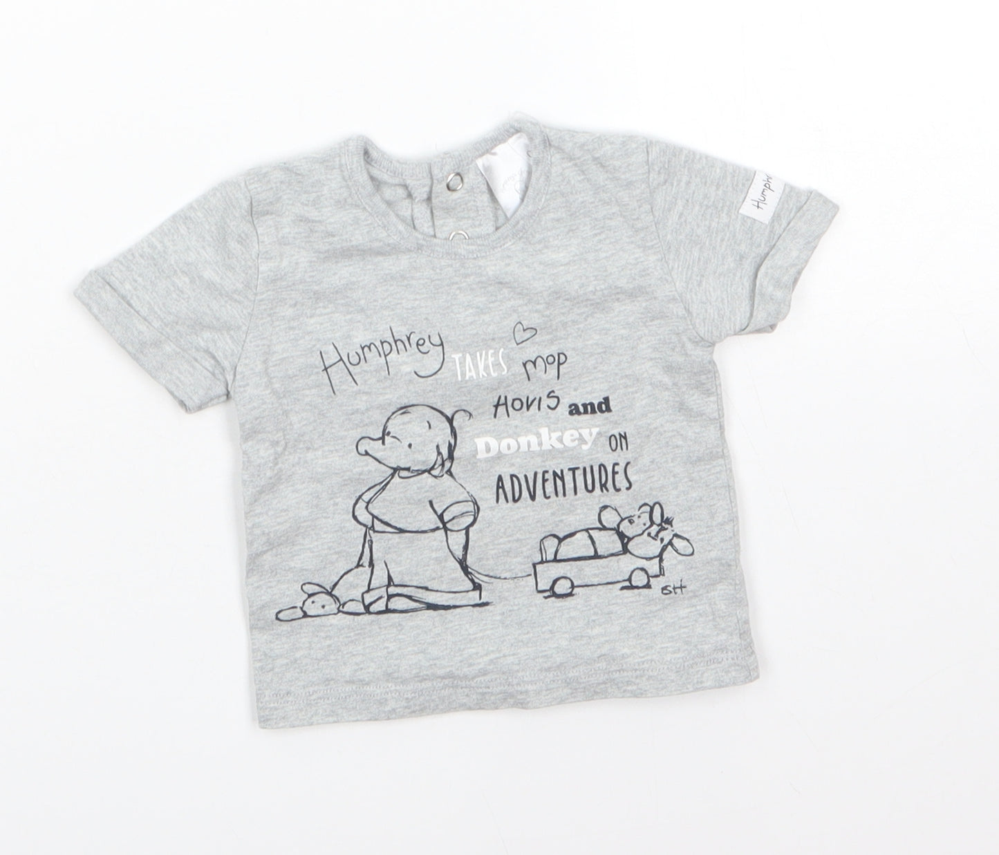 Humprey's Corner Baby Grey  100% Cotton Basic T-Shirt Size 0-3 Months Roll Neck