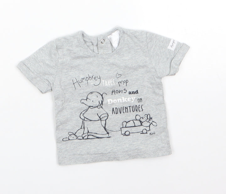 Humprey's Corner Baby Grey  100% Cotton Basic T-Shirt Size 0-3 Months Roll Neck
