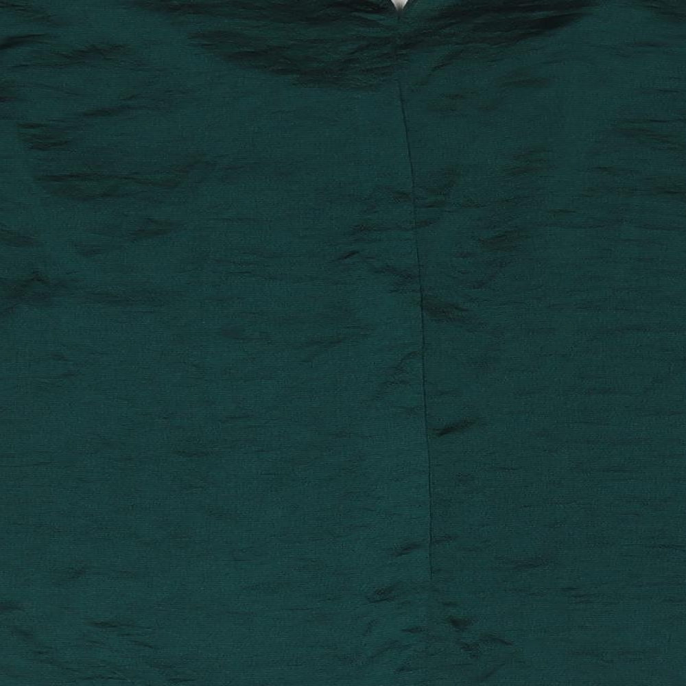 M&Co Womens Green  Polyester Basic Blouse Size 14 Roll Neck