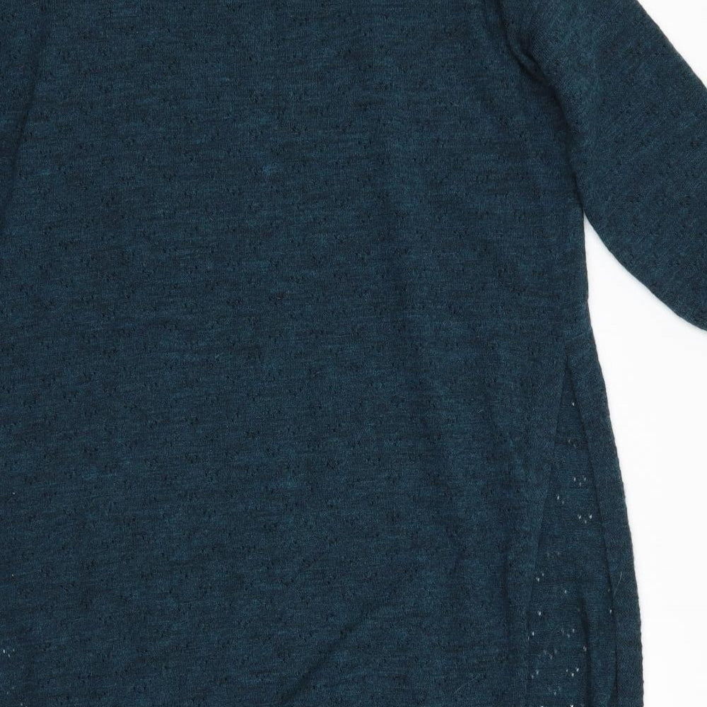 M&S Womens Blue Roll Neck  Wool Pullover Jumper Size L   - Long Indigo Collection