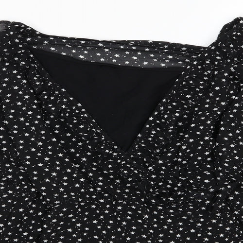 Mamalicious Womens Black Polka Dot Cotton Basic Blouse Size L V-Neck