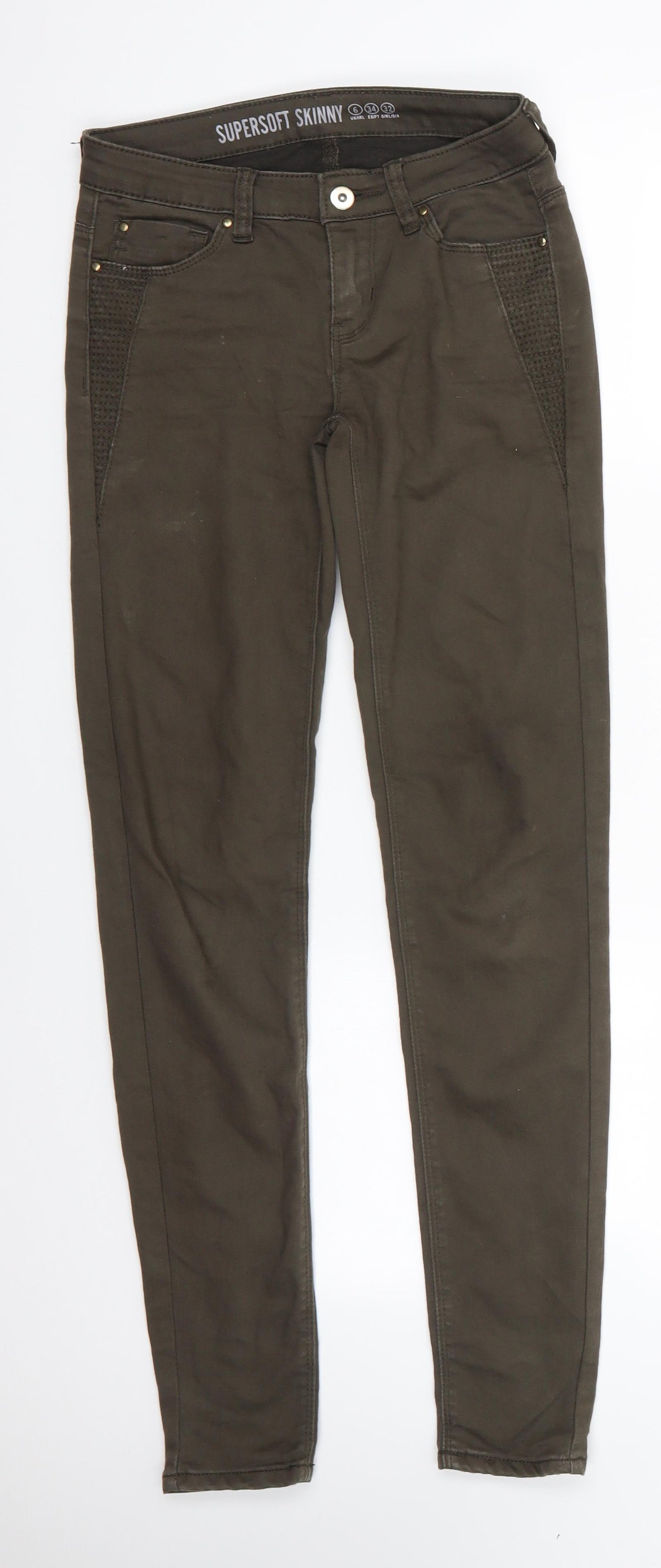 Primark Womens Green  Cotton Jegging Jeans Size 6 L30 in Regular