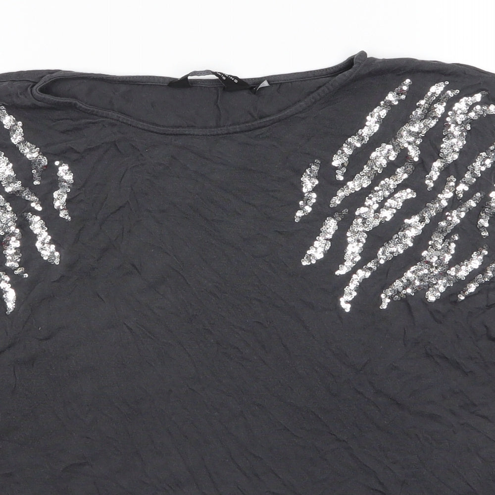 Dorothy Perkins Womens Grey  Viscose Basic Blouse Size 18 Round Neck