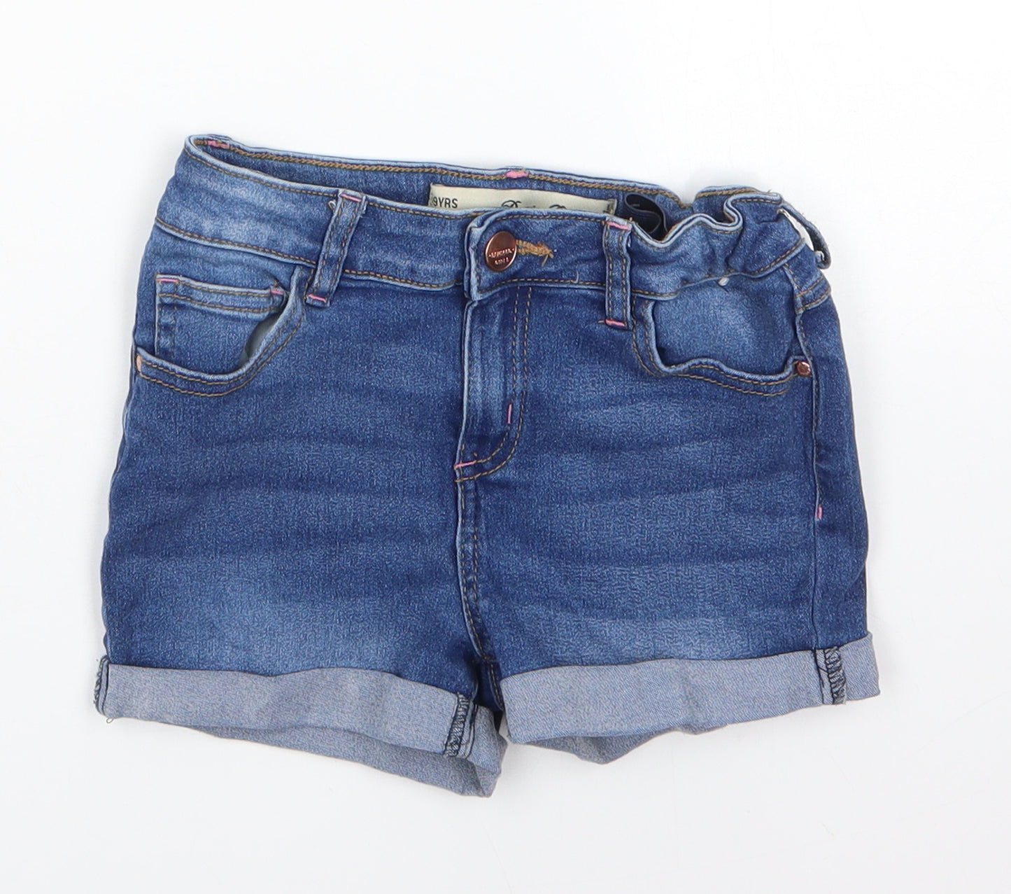 Primark Girls Blue  Cotton Boyfriend Shorts Size 8-9 Years  Regular