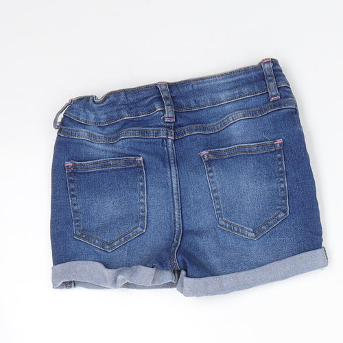 Primark Girls Blue  Cotton Boyfriend Shorts Size 8-9 Years  Regular