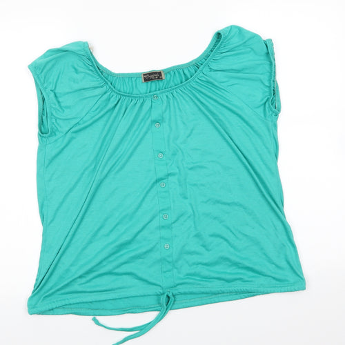 Originals Womens Green  Polyester Basic Blouse Size 16 Round Neck