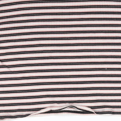 H&M Womens Pink Round Neck Striped Cotton Pullover Jumper Size XL