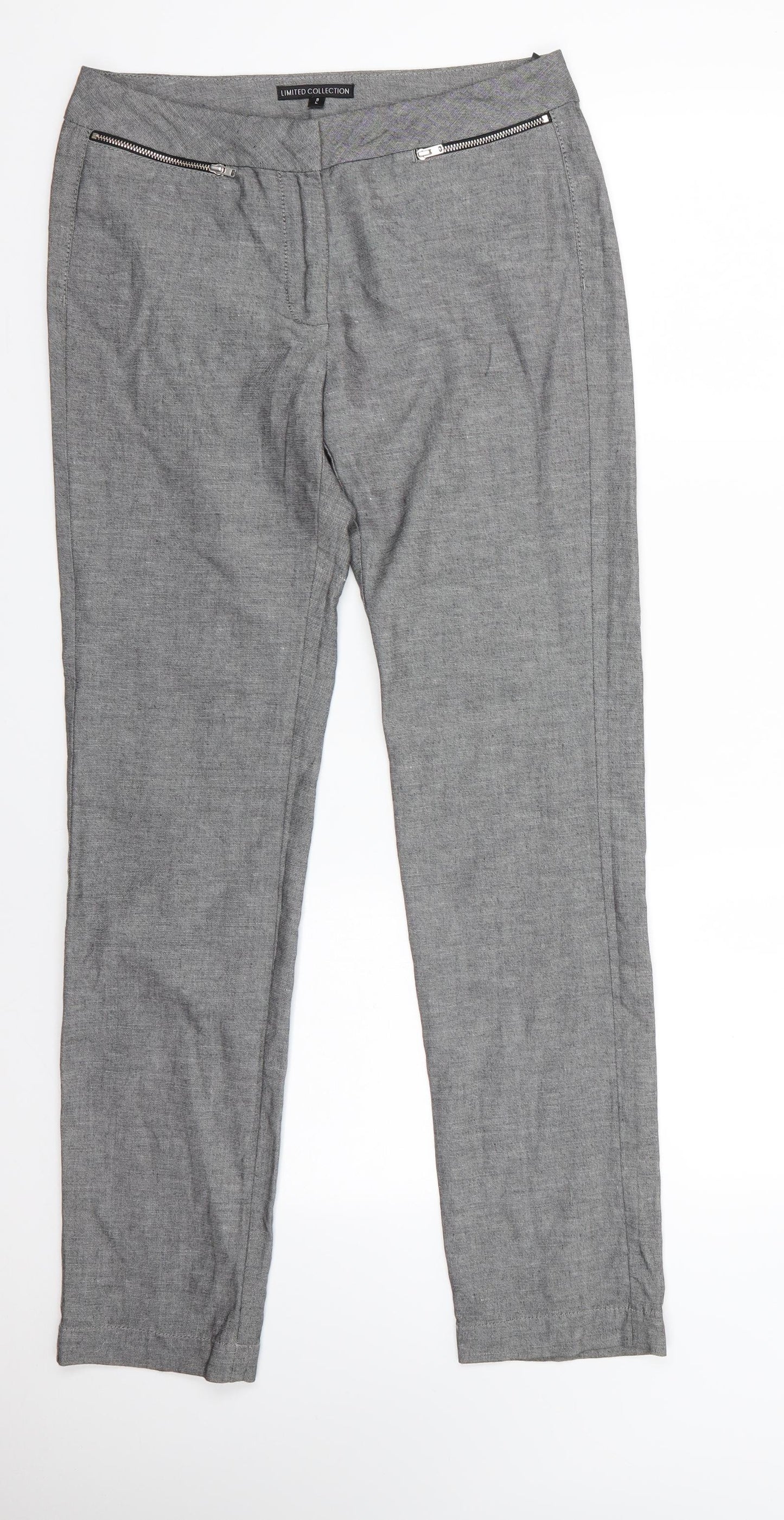 M&S Womens Grey  Viscose Dress Pants Trousers Size 8 L29 in Regular