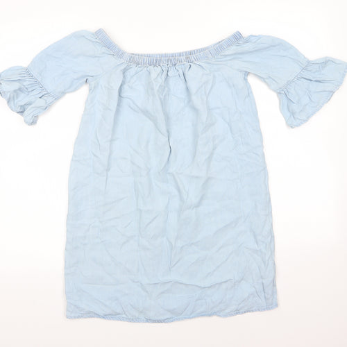 New Look Womens Blue  Lyocell Shirt Dress  Size 6  Off the Shoulder
