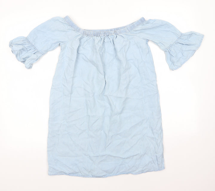New Look Womens Blue  Lyocell Shirt Dress  Size 6  Off the Shoulder