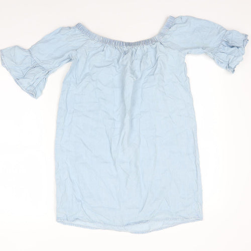 New Look Womens Blue  Lyocell Shirt Dress  Size 6  Off the Shoulder
