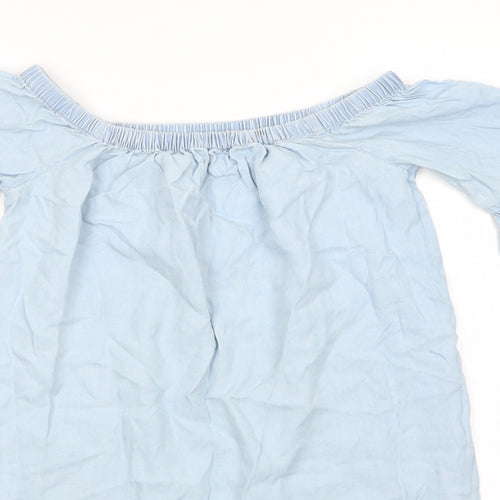 New Look Womens Blue  Lyocell Shirt Dress  Size 6  Off the Shoulder