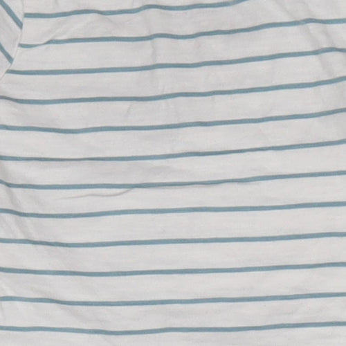 Preworn Baby White Striped 100% Cotton Basic T-Shirt Size 3-6 Months Round Neck