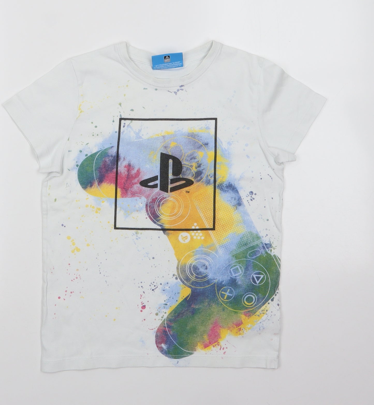 NEXT Boys White  100% Cotton Basic T-Shirt Size 9 Years Round Neck  - Playstation
