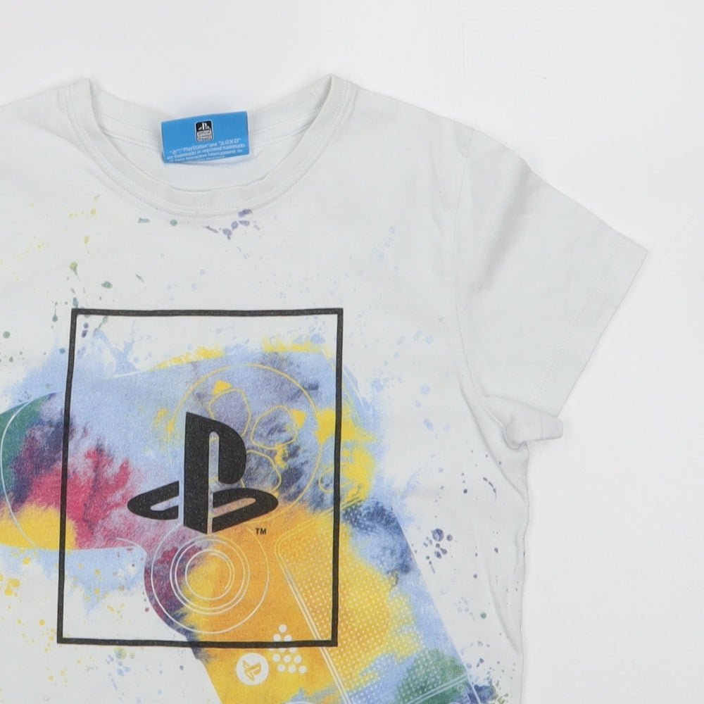 NEXT Boys White  100% Cotton Basic T-Shirt Size 9 Years Round Neck  - Playstation