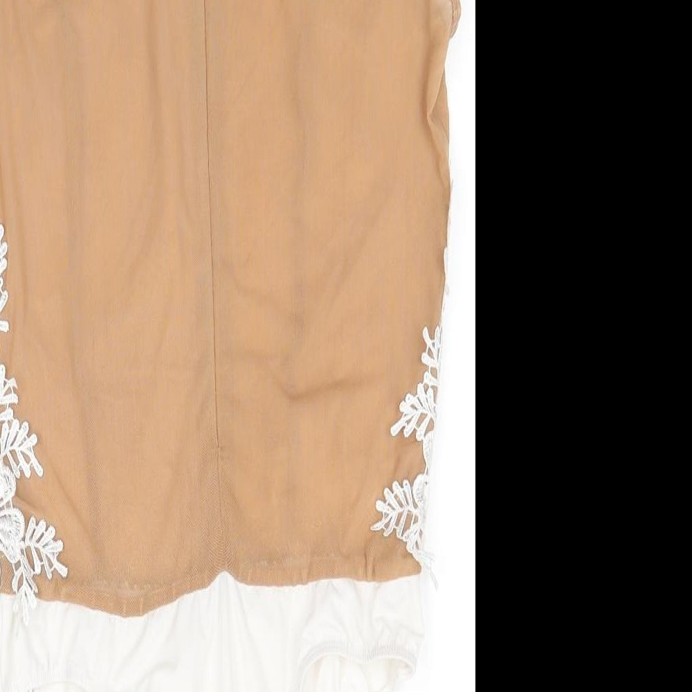 PRETTYLITTLETHING Womens Brown  Polyester Bodysuit One-Piece Size 8